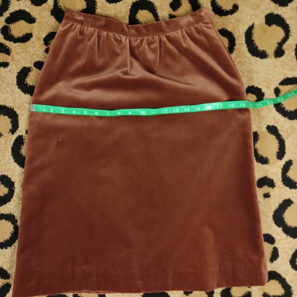 Vintage Brown Velvet A Line Skirt With Pockets - Picture 5 of 6